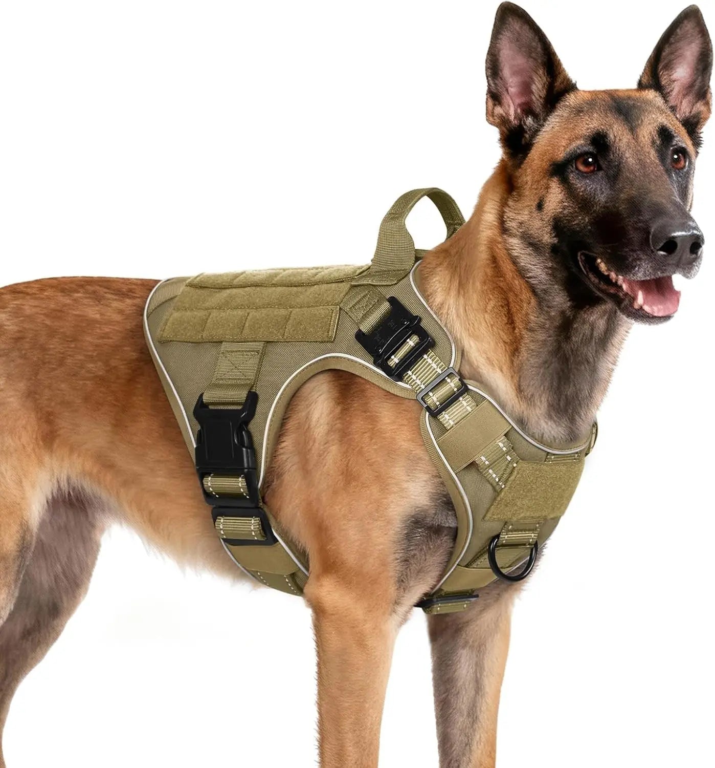 Tactical Dog Harness No Pull Heavy Duty Military Vest Large Adjustable Brown Reflective Medium