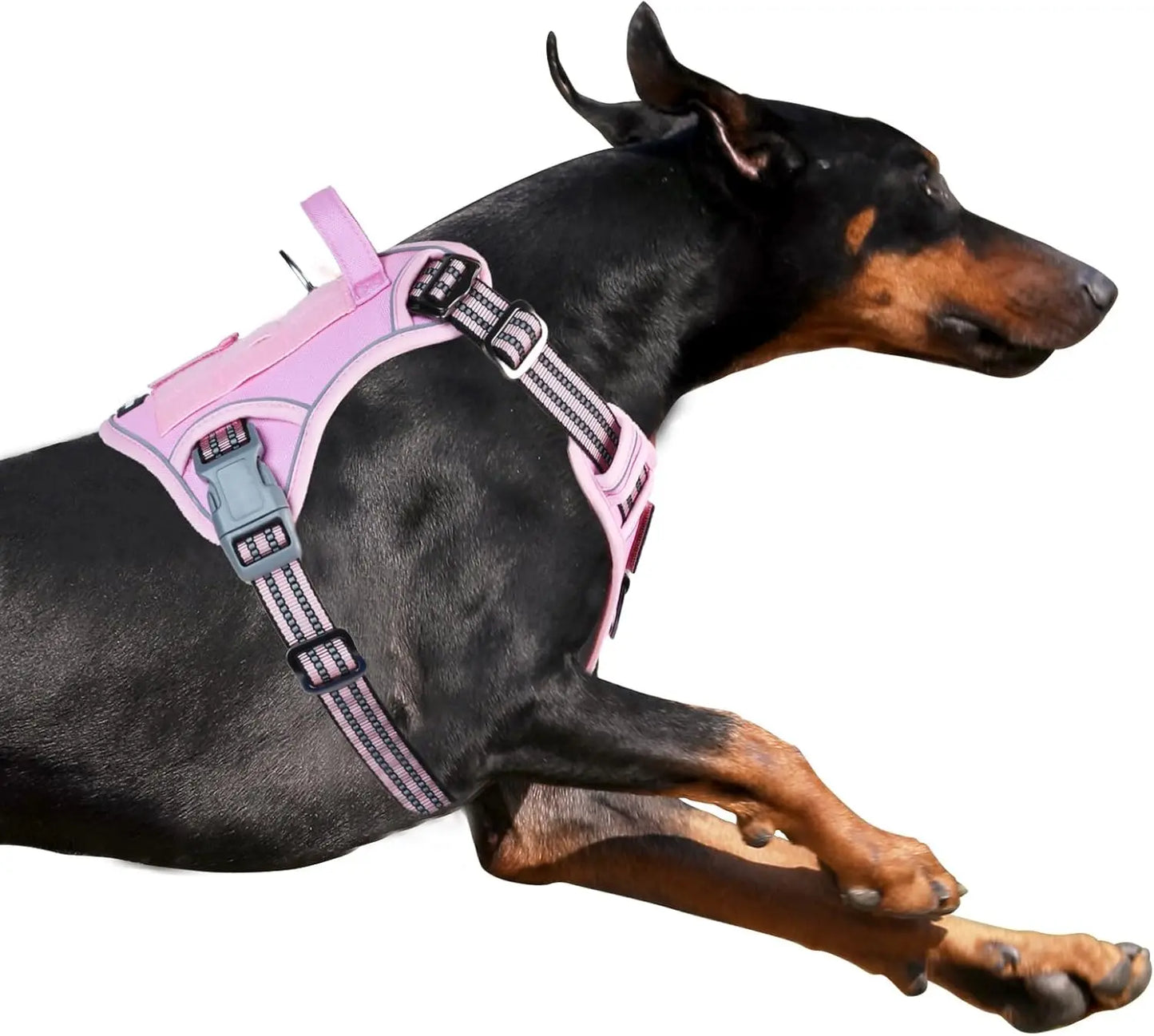 Tactical No-Pull Dog Harness with Handle, Reflective Adjustable Training Vest Pink