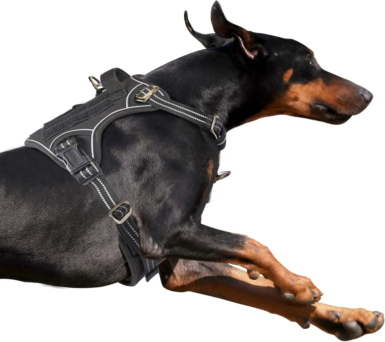 Tactical No-Pull Dog Harness with Handle, Reflective Adjustable Training Vest Black Xl(Neck:22-31", Chest:23-42")