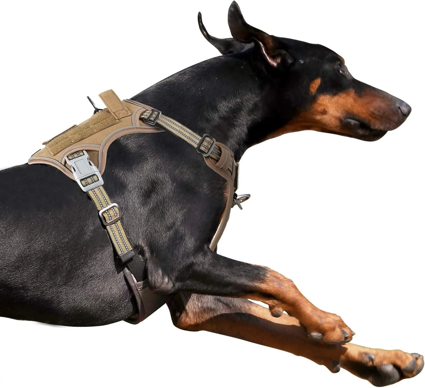 Tactical No-Pull Dog Harness with Handle, Reflective Adjustable Training Vest Brown Xl(Neck:22-31", Chest:23-42")