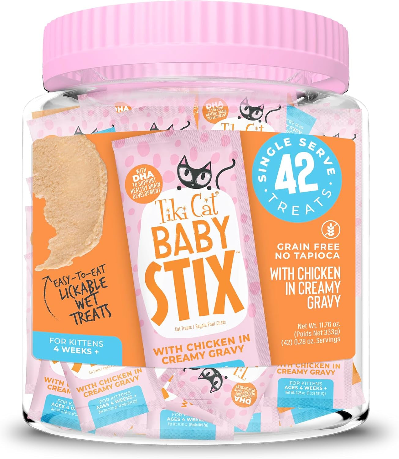 Tiki Cat Kitten Lickable Treats Chicken Gravy Baby Stix Wet Treats 42 Count Default Title