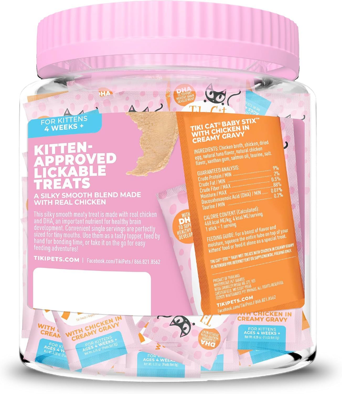 Tiki Cat Kitten Lickable Treats Chicken Gravy Baby Stix Wet Treats 42 Count