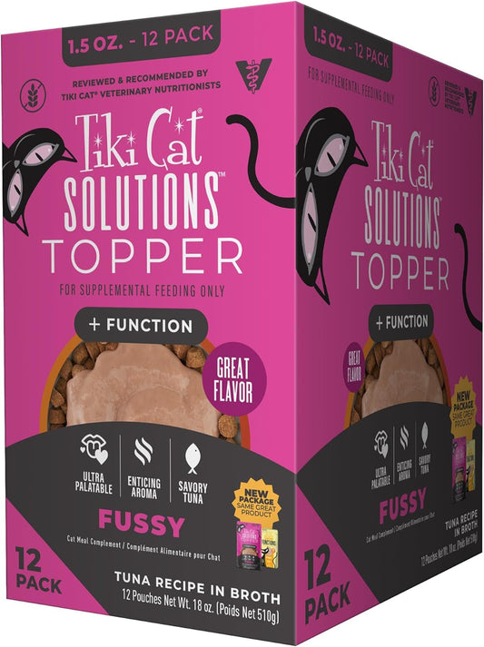 Tiki Cat Solutions Topper Multipack, Fussy, Tuna Recipe in Broth, 1.5 Oz. Pouch (12 Pack) Default Title