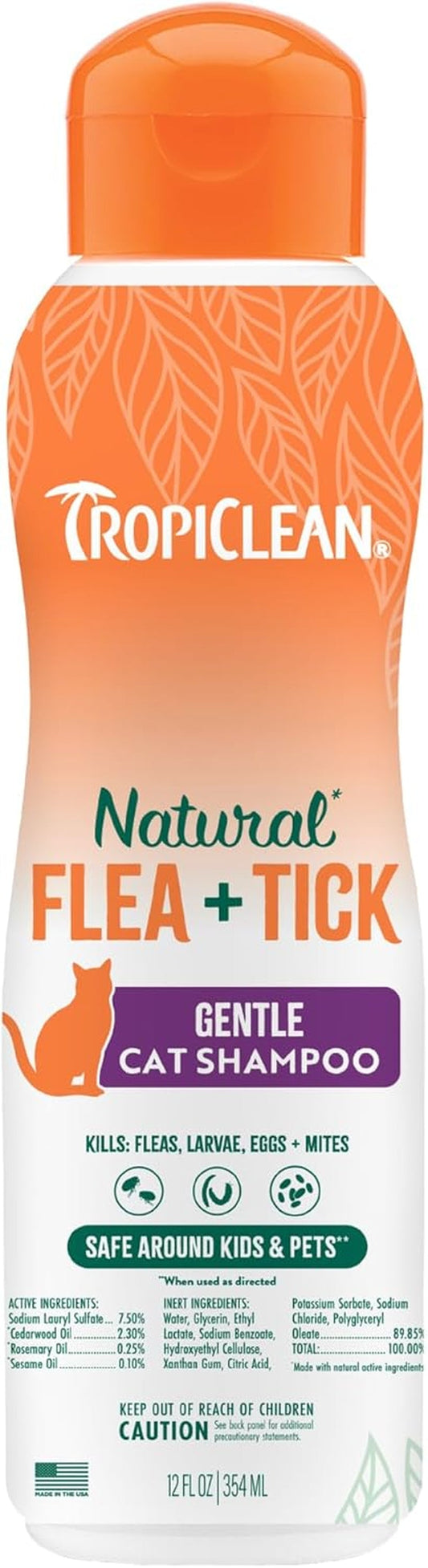 TropiClean Flea & Tick Cat Shampoo Natural Gentle Prevention 12oz USA Made Default Title