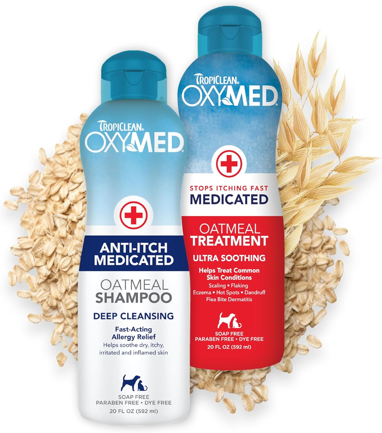 TropiClean OxyMed Medicated Dog & Cat Shampoo Conditioner BundleItchy Skin 20oz Oxymed Shampoo Conditioner