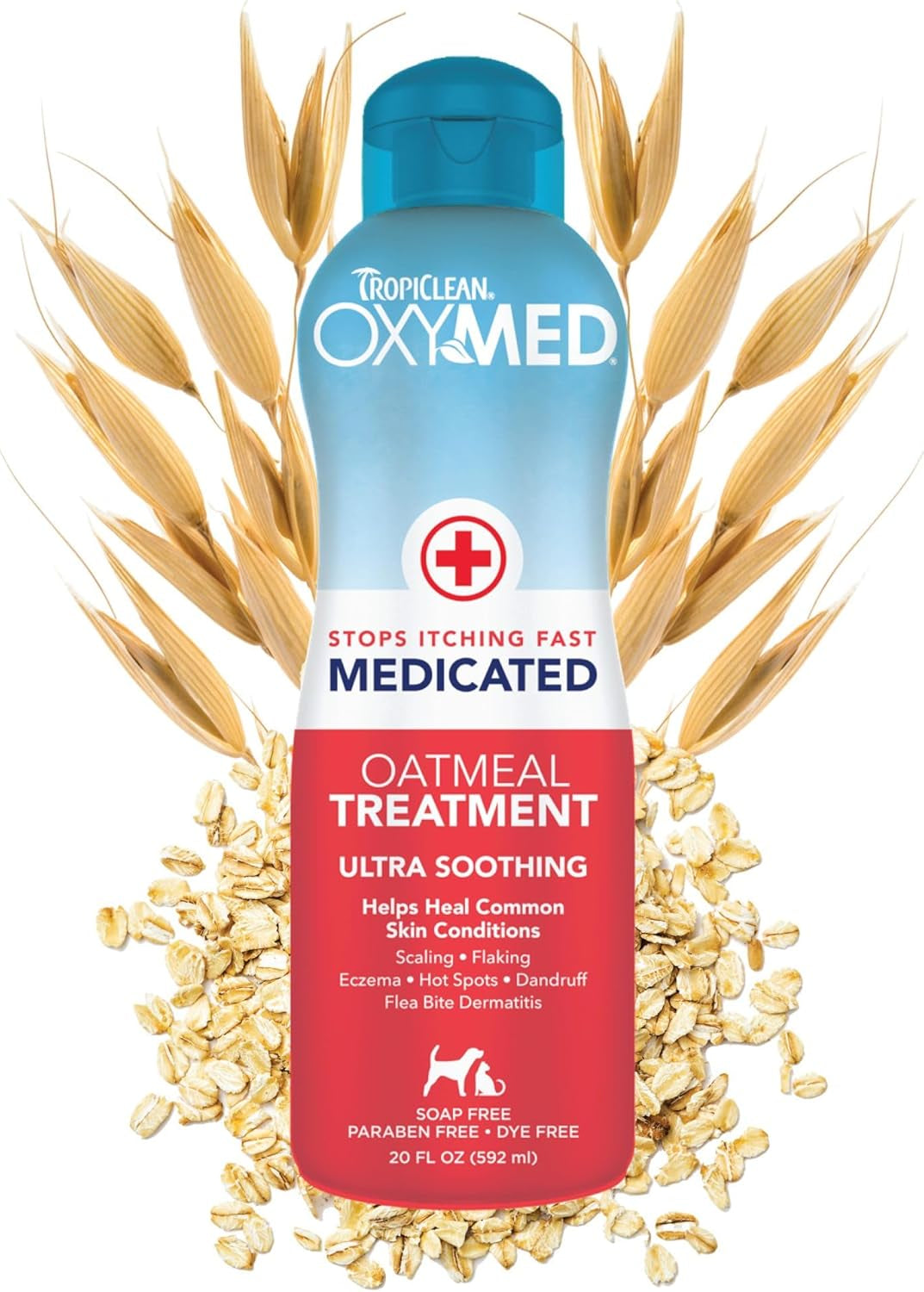 TropiClean OxyMed Medicated Dog & Cat Shampoo Conditioner BundleItchy Skin 20oz Anti-Itch Oatmeal Conditioner