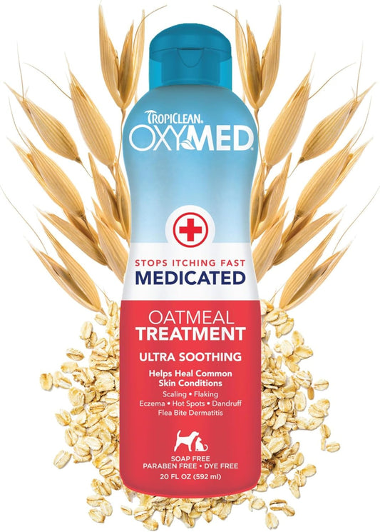 TropiClean OxyMed Medicated Dog & Cat Shampoo Conditioner BundleItchy Skin 20oz Anti-Itch Oatmeal Conditioner