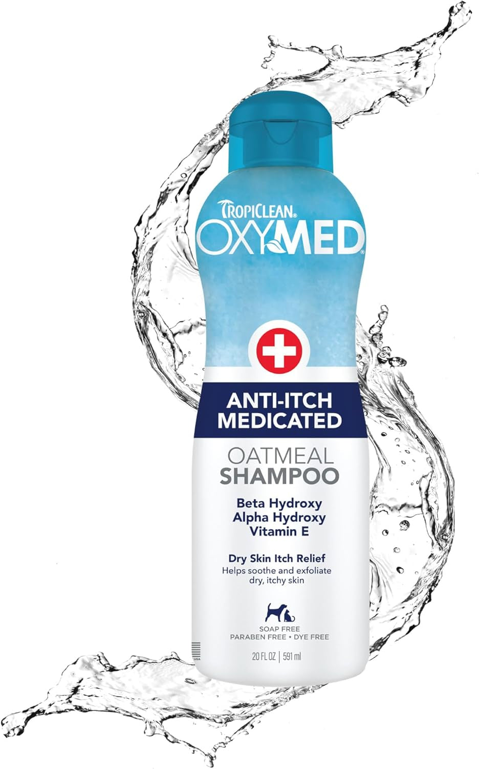 TropiClean OxyMed Medicated Dog & Cat Shampoo Conditioner BundleItchy Skin 20oz Anti-Itch Oatmeal Shampoo