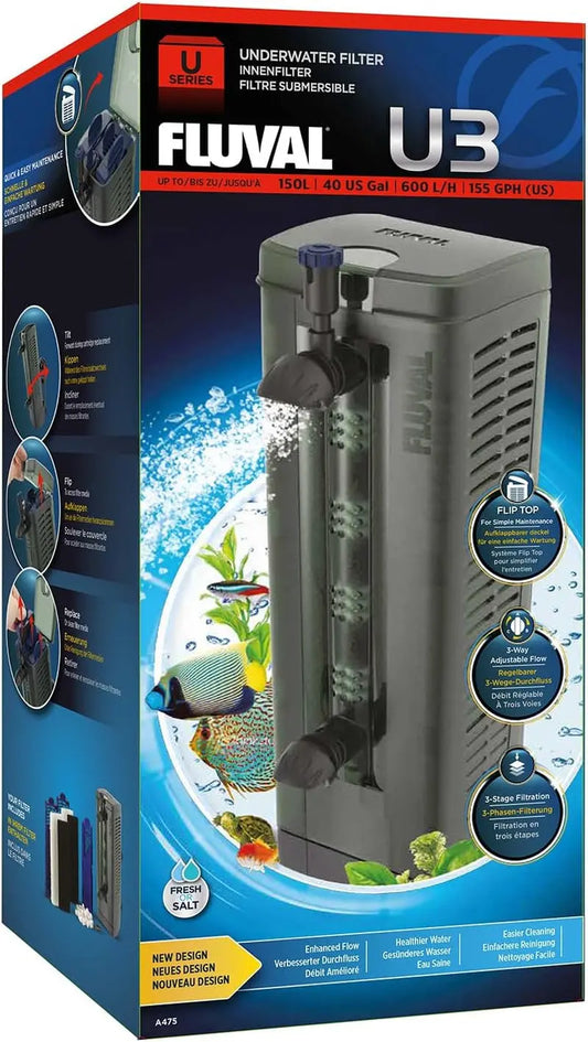 U2 U3 U4 Underwater Aquarium Filter 3 Stage Fresh Salt 40 Gallon U3