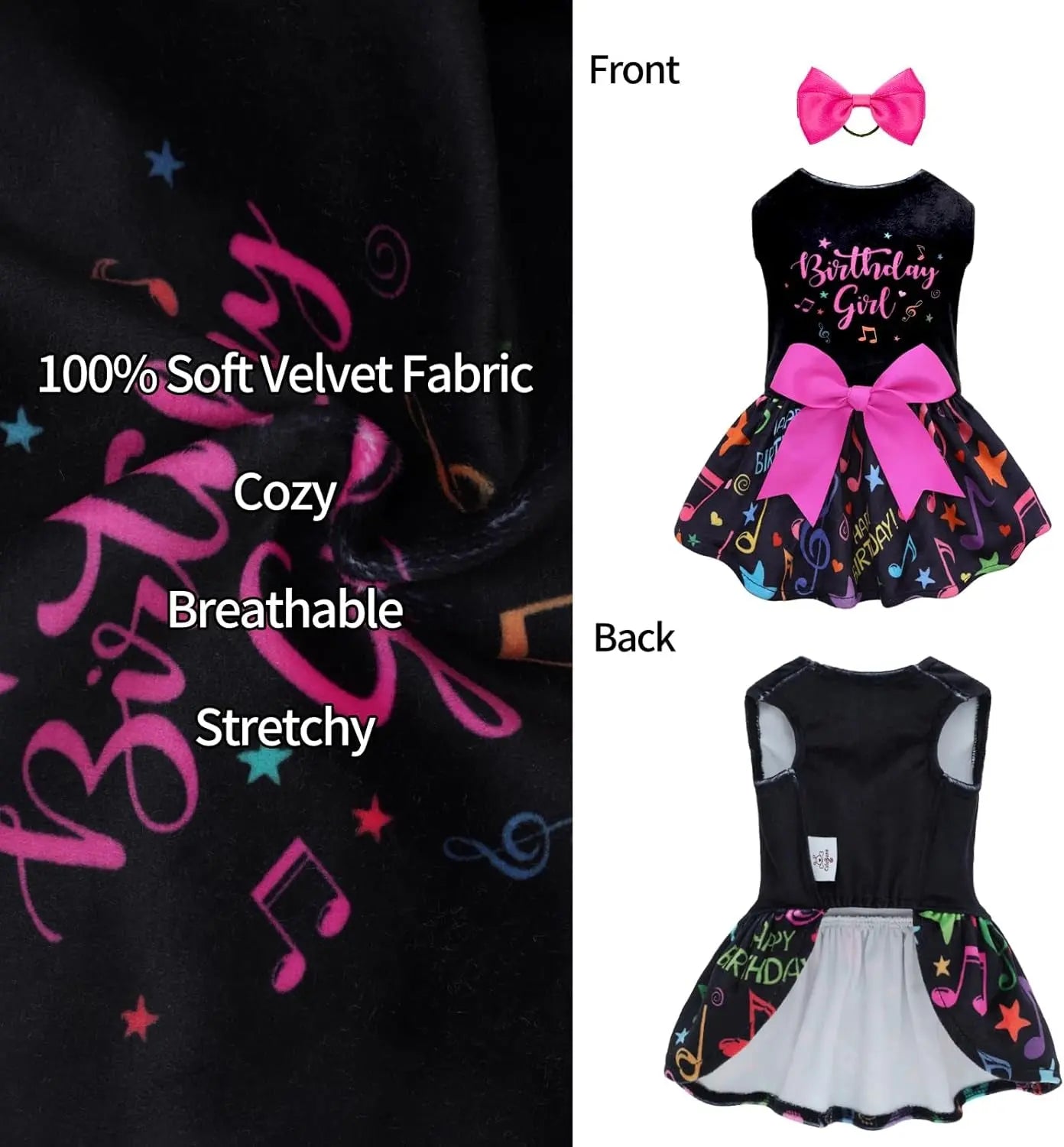 Velvet Dog Birthday and Holiday Dress For Small Dogs Puppy Holiday Skirt XXS–L