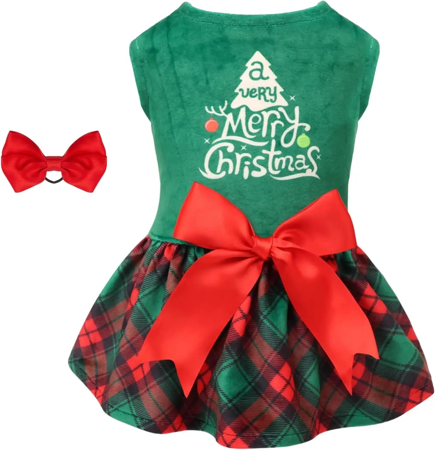 Velvet Dog Birthday and Holiday Dress For Small Dogs Puppy Holiday Skirt XXS–L A10-Christmas Tree Medium