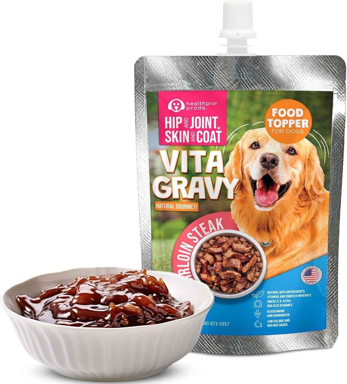 Dog Food Topper Gravy Steak Chicken Omega Joint Skin Support 3 Pack