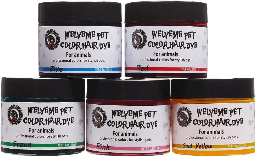 WELYEME Permanent Pet Hair Dye for Dogs, Bright Professional Color Kit Rainbow