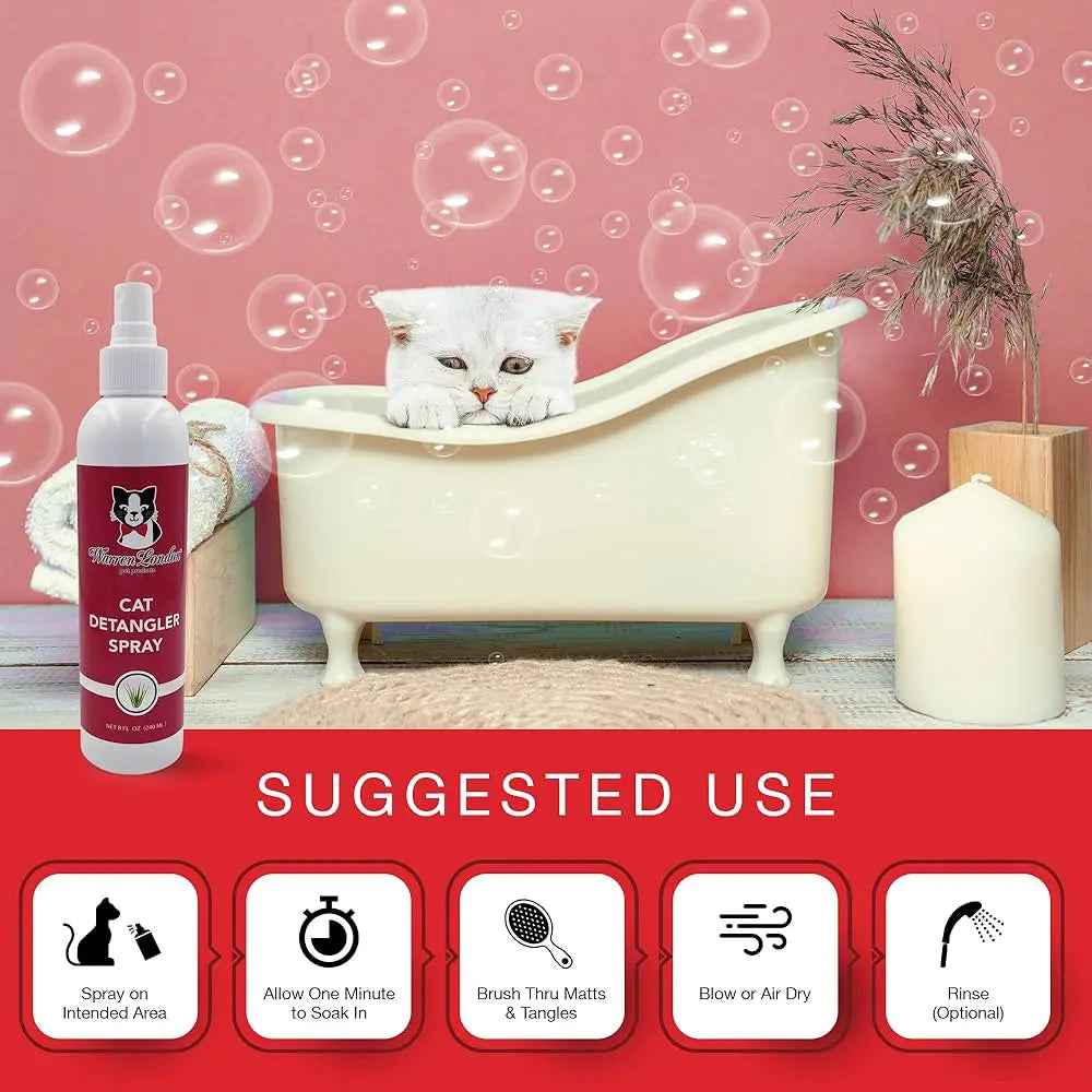 Warren London Fragrance-Free Cat Detangler Spray – Leave-In Conditioner 8oz