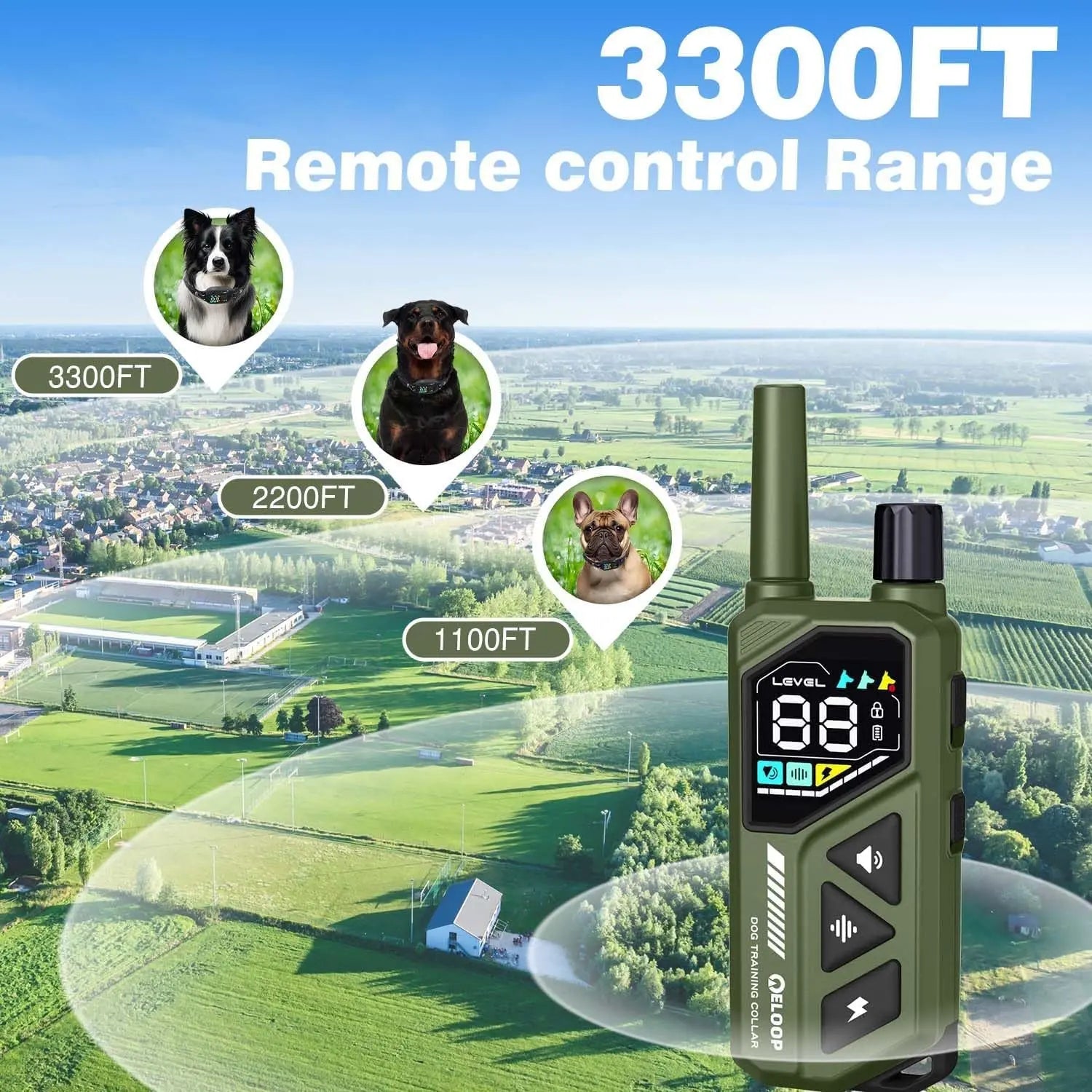 Waterproof Dog Shock Collar for up to 3 Dogs 3300FT AI Bark IPX7 Rechargeable