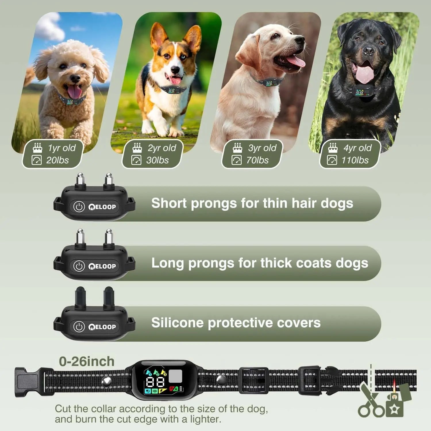 Waterproof Dog Shock Collar for up to 3 Dogs 3300FT AI Bark IPX7 Rechargeable