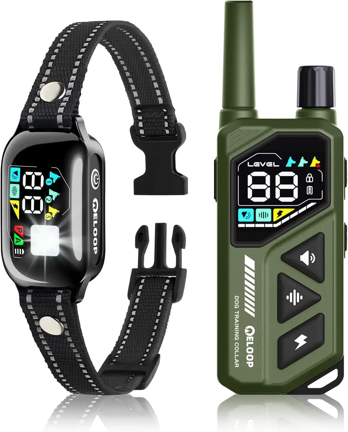 Waterproof Dog Shock Collar for up to 3 Dogs 3300FT AI Bark IPX7 Rechargeable For 1 Dog(Green)