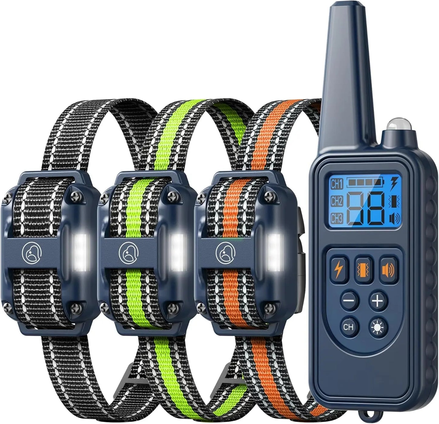 Waterproof Dog Training Collars for up to 3 Dogs 2600FT Remote IPX7 Rechargeable For 3 Dogs (D8 Blue)