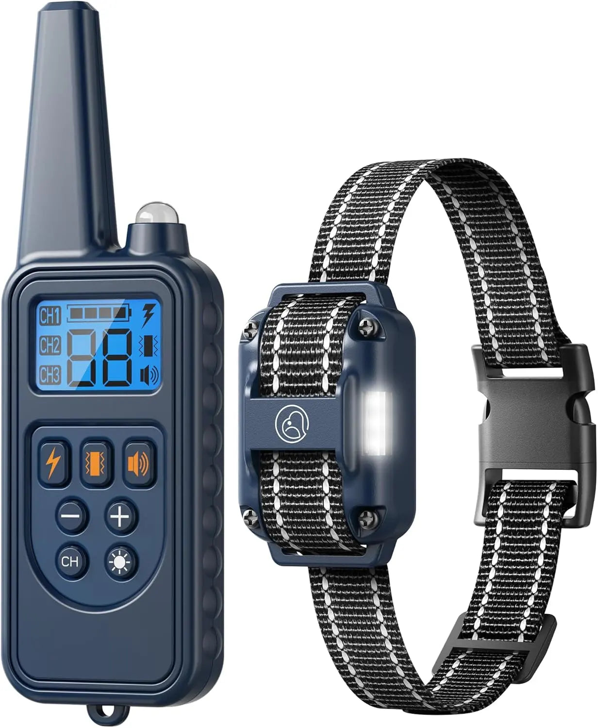 Waterproof Dog Training Collars for up to 3 Dogs 2600FT Remote IPX7 Rechargeable For 1 Dog (D8 Blue)