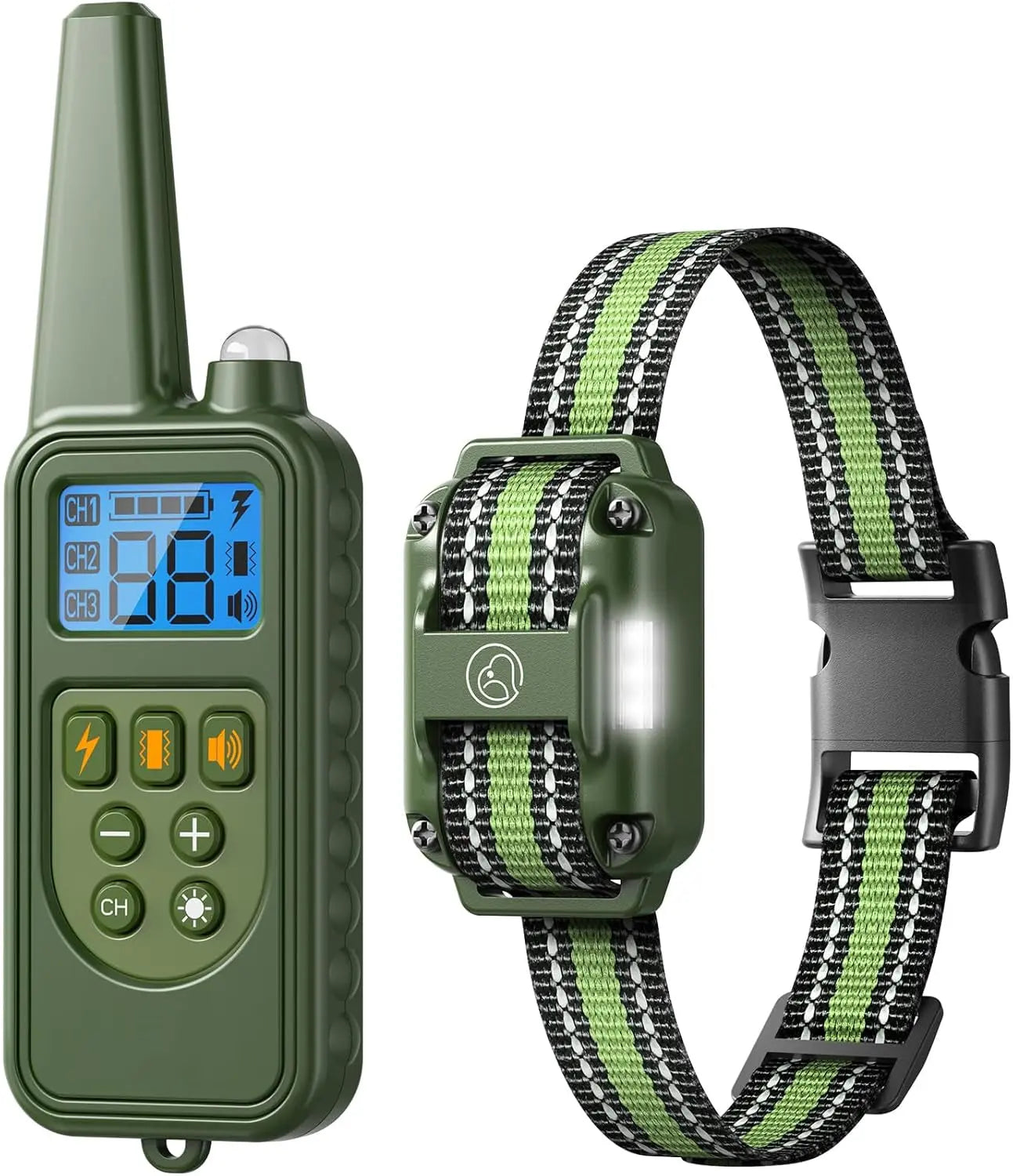 Waterproof Dog Training Collars for up to 3 Dogs 2600FT Remote IPX7 Rechargeable For 1 Dog (D8 Green)