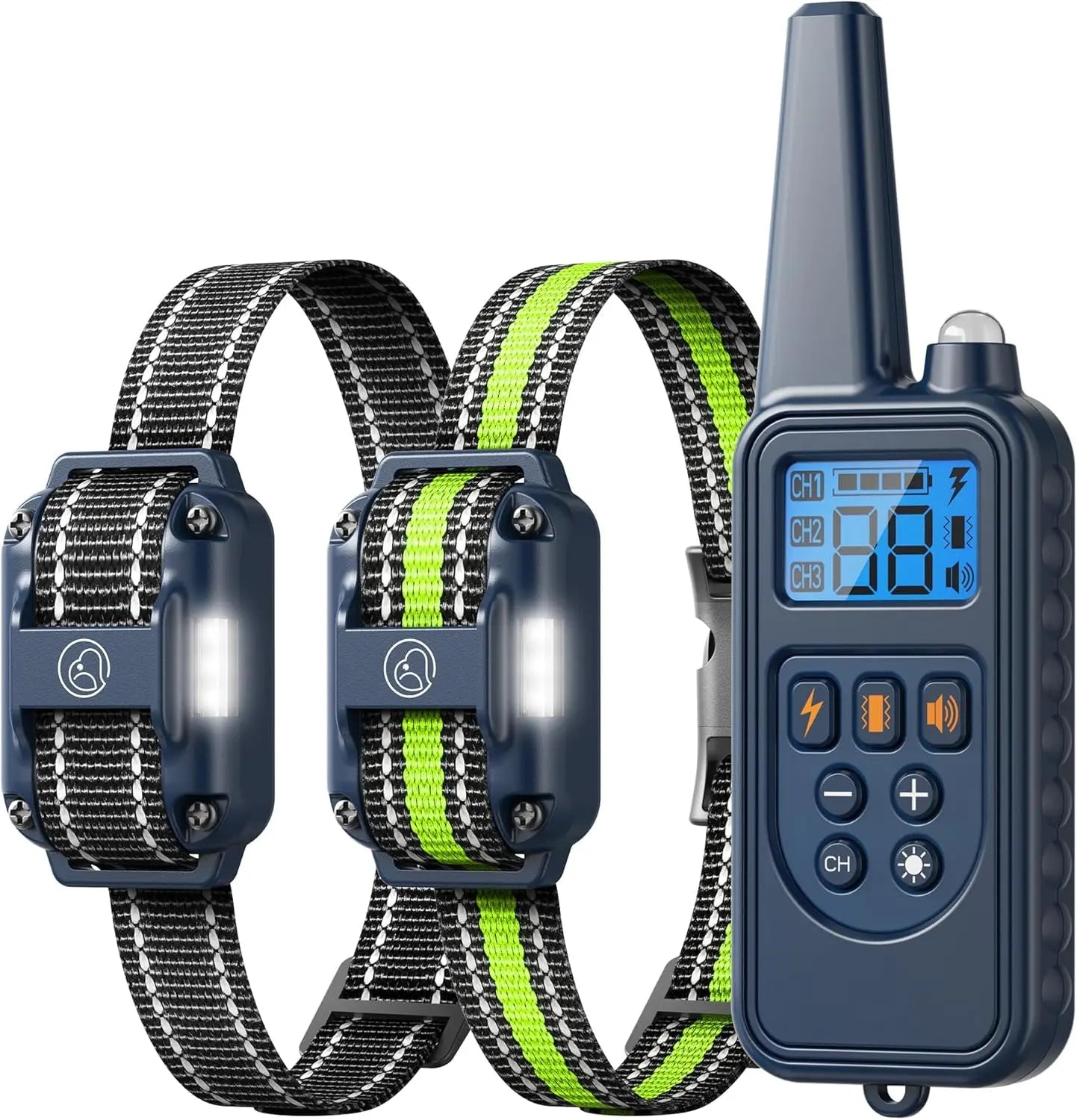 Waterproof Dog Training Collars for up to 3 Dogs 2600FT Remote IPX7 Rechargeable For 2 Dogs (D8 Blue)