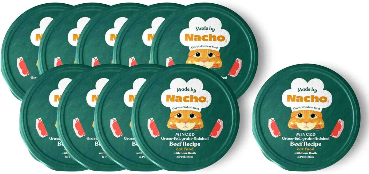Wet Cat Food Beef Bone Broth High Protein Prebiotic Digestive Health 10Pk