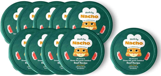 Wet Cat Food Beef Bone Broth High Protein Prebiotic Digestive Health 10Pk