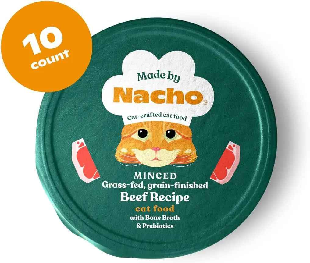 Wet Cat Food Beef Bone Broth High Protein Prebiotic Digestive Health 10Pk