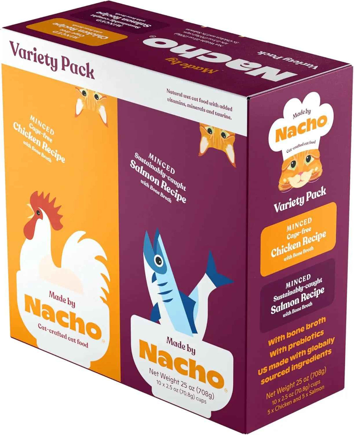 Wet Cat Food Beef Bone Broth High Protein Prebiotic Digestive Health 10Pk