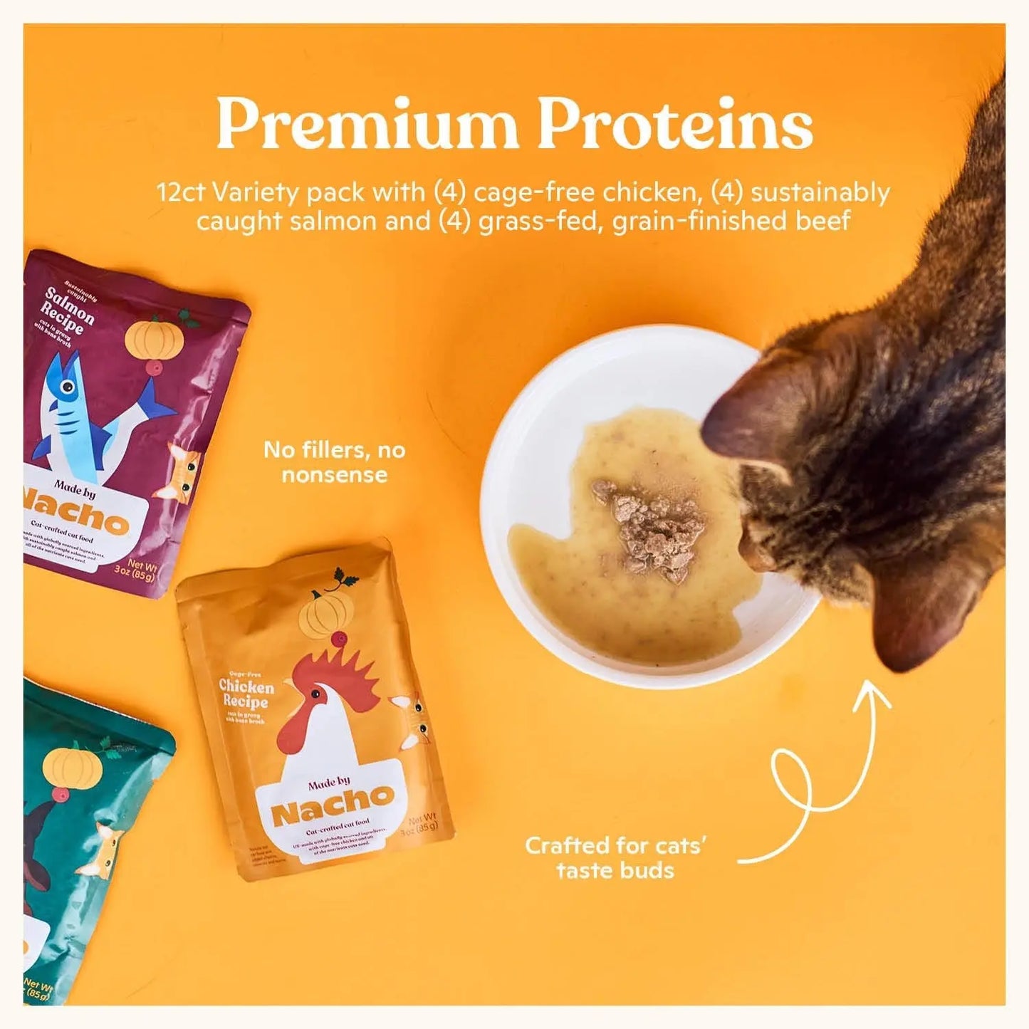 Wet Cat Food Variety Pack Bone Broth Gravy High Protein Chicken Salmon 12Pk