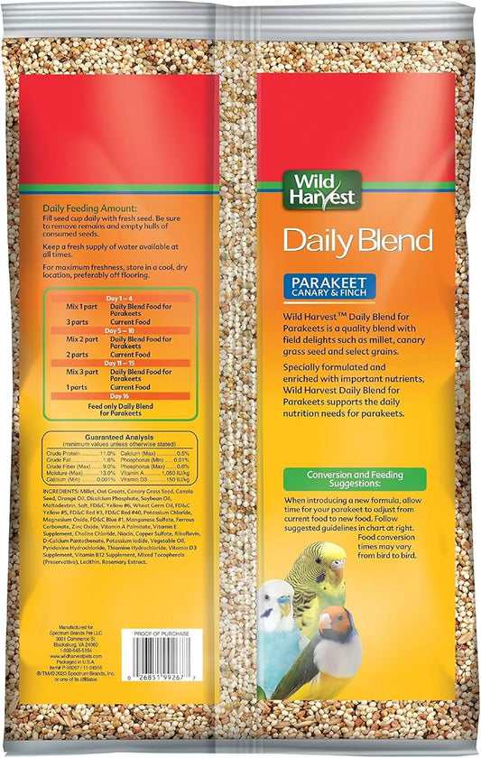 Wild Harvest Daily Blend Bird Food for Parakeet, Canary & Finch