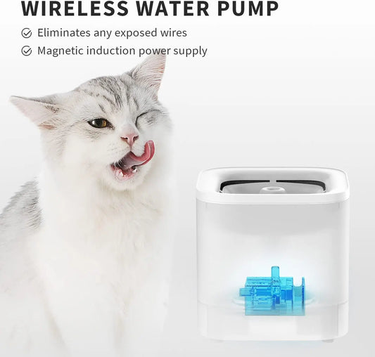 Wireless Cat Water Fountain 65oz 1.85L Ultra Quiet 25dB Detachable Pump Filters