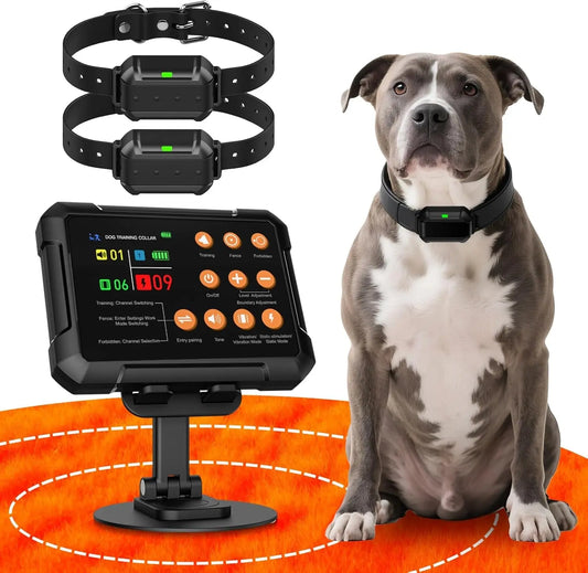 Wireless Dog Fence Radar 3in1 Training No Go Zone Waterproof Collar up to 1 acre 2 Dogs