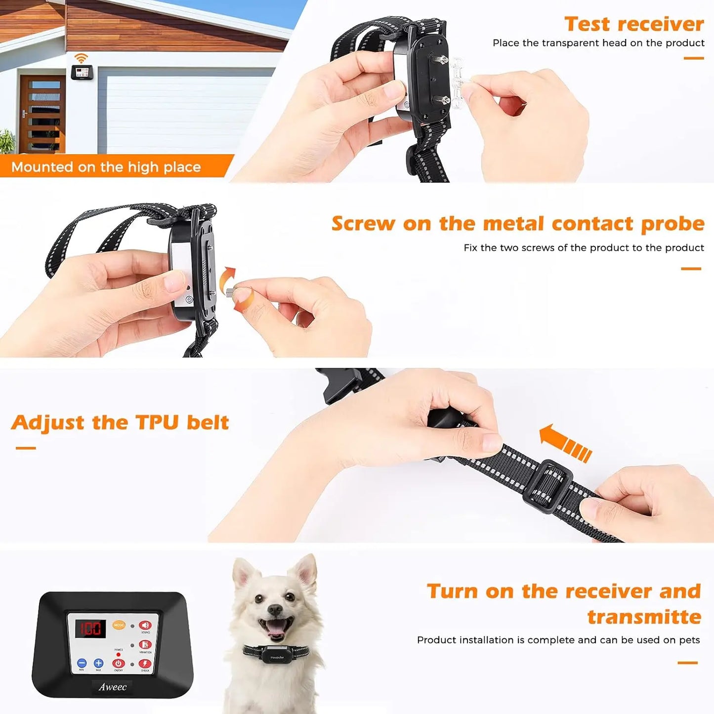Wireless Dog Fence System with Training Collar Remote Boundary for 2 Large Dogs