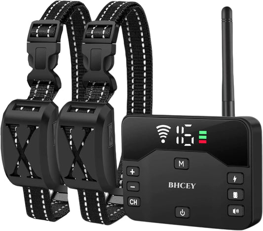 Wireless Dog Fence Training Collar System Rechargeable Waterproof up to 2 Dogs For 2 Dogs