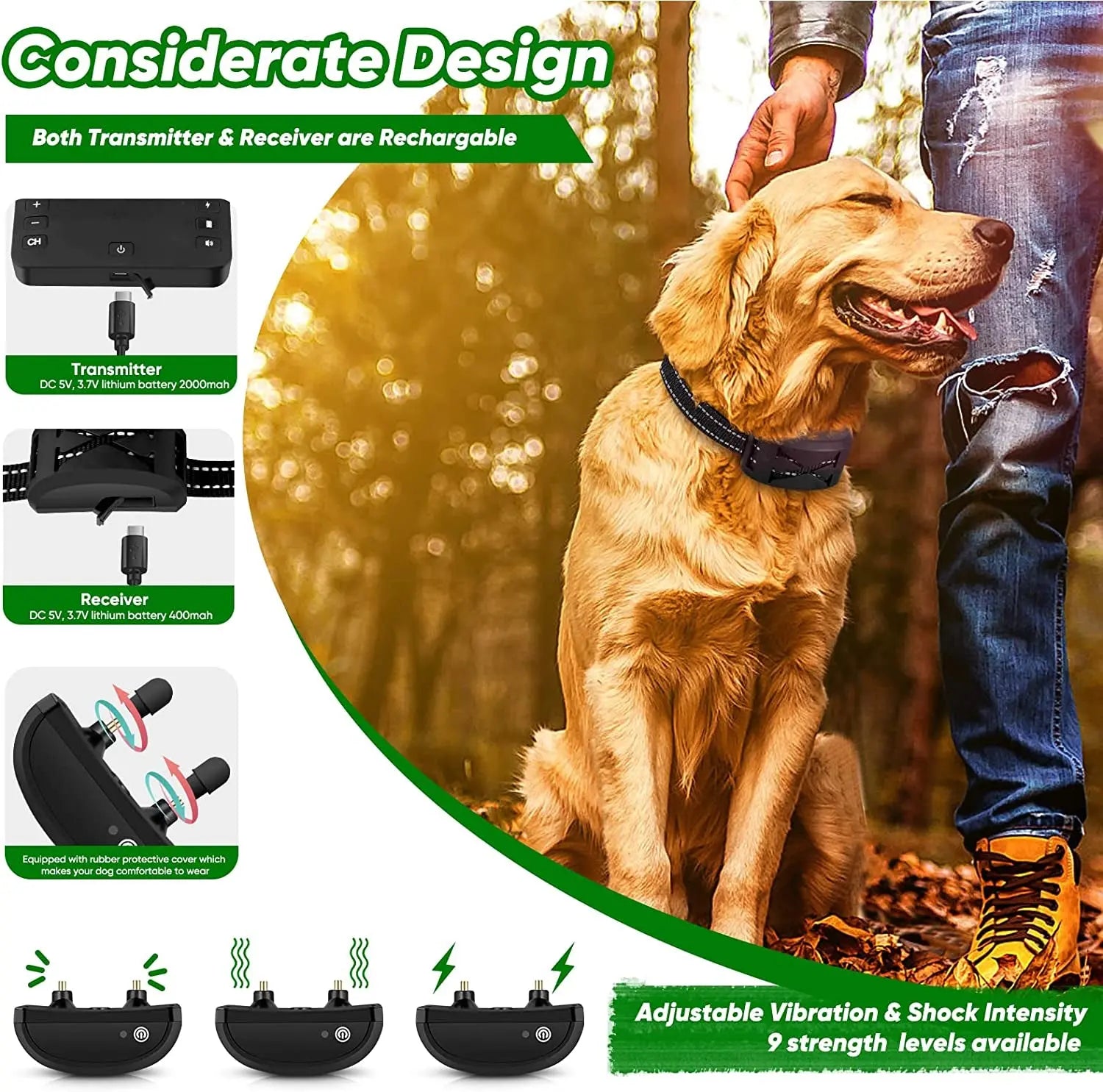Wireless Dog Fence Training Collar System Rechargeable Waterproof up to 2 Dogs