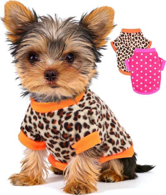 2-Pack Fleece Dog Sweaters for Small Dogs & Puppies, XXS–M