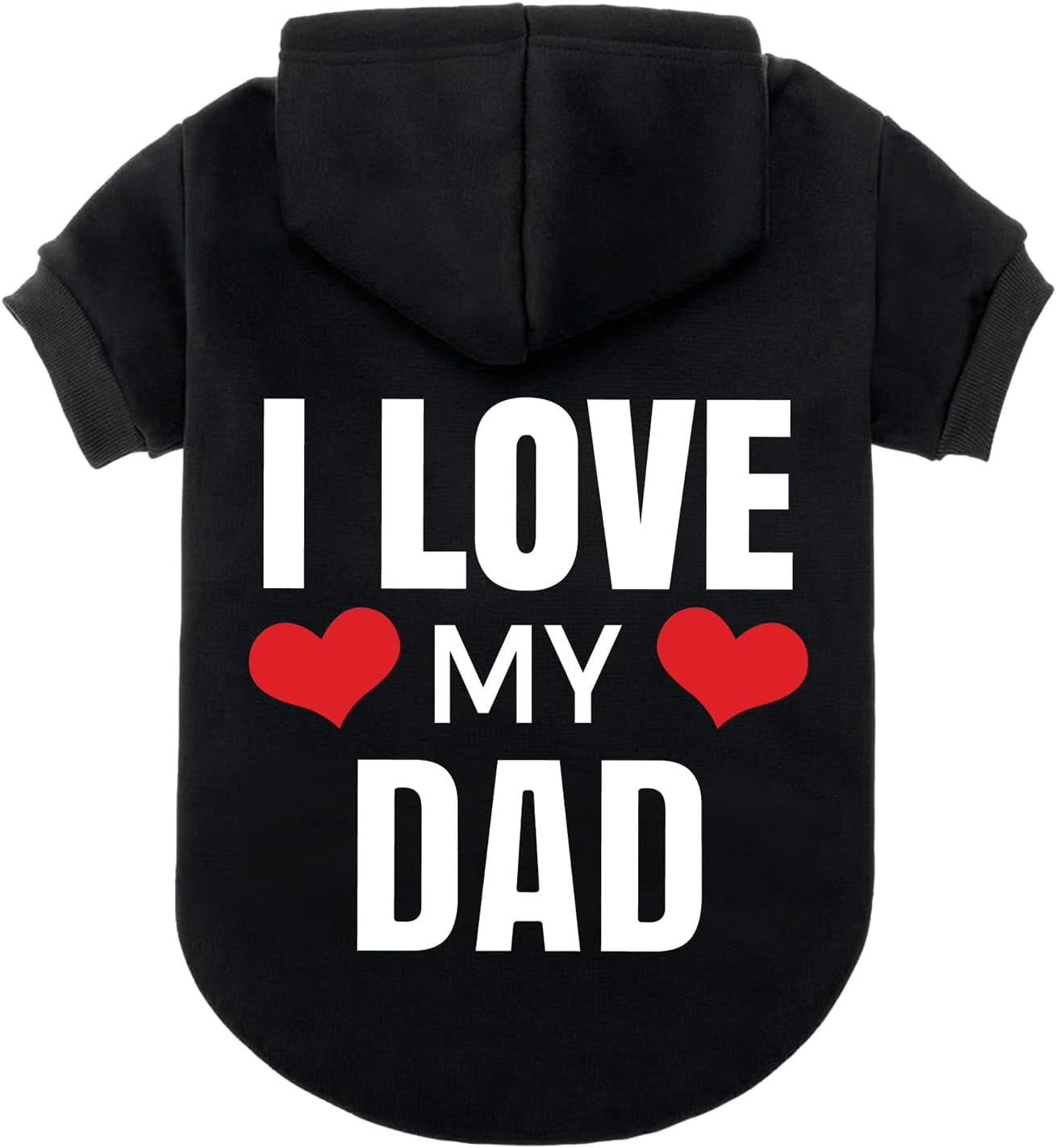 Dog Hoodie Sweatshirt with Leash Hole Warm Pet Clothes XS-XXL Dogs Black(I Love Dad)