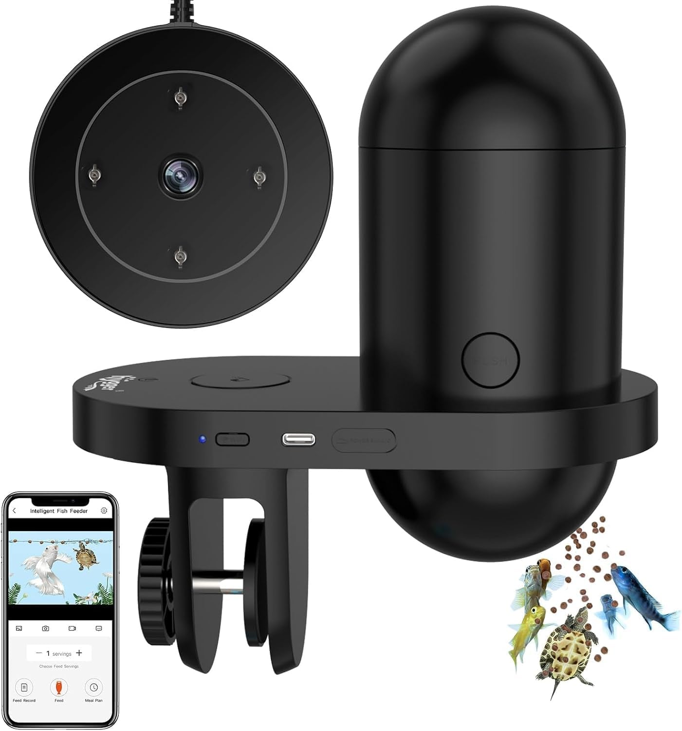 Hygger Automatic Fish Feeder WiFi App Camera Timer Smart Aquarium 230ML Default Title