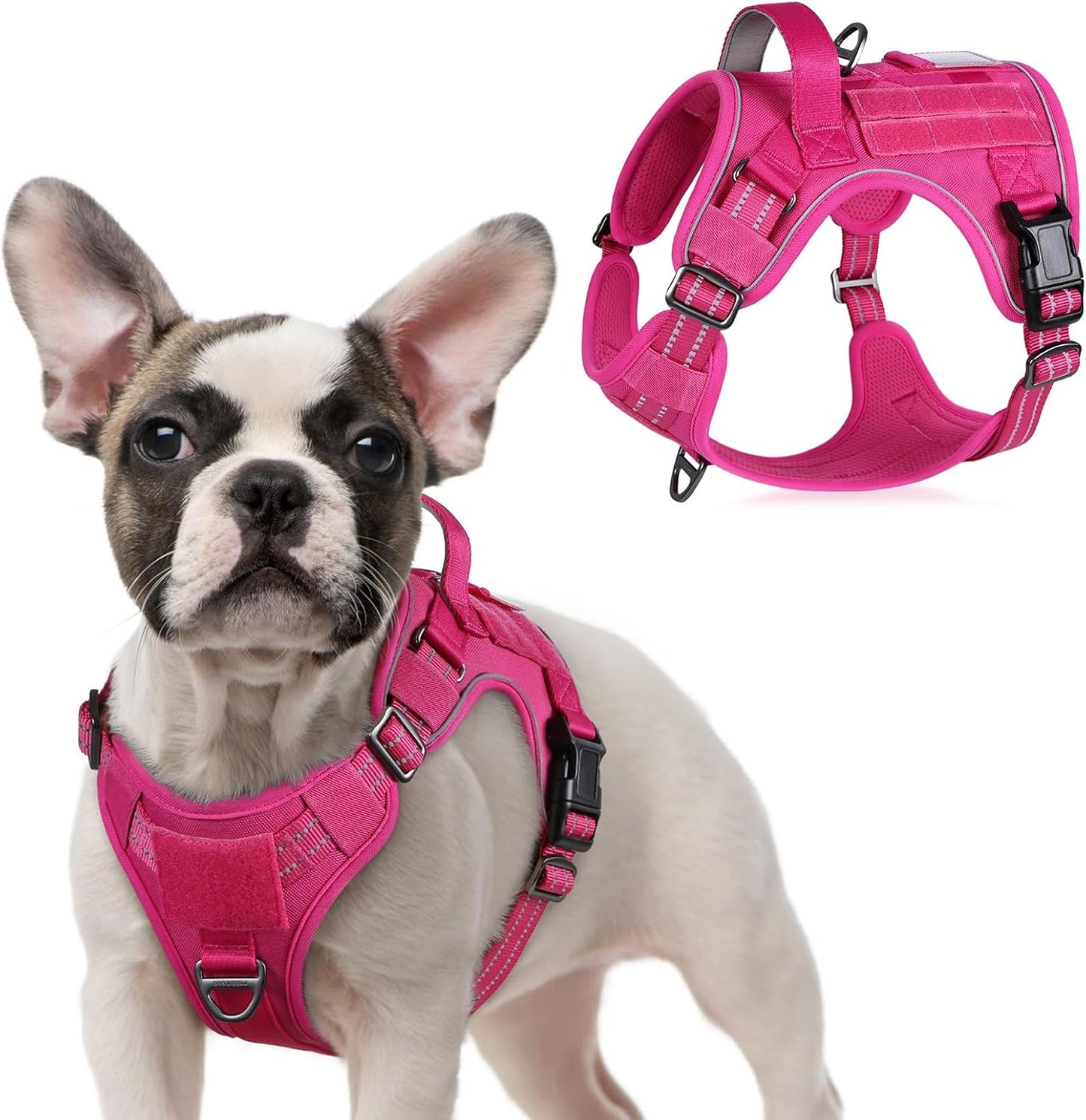 No Pull Tactical Dog Harness Molle Vest Adjustable Medium Large Dogs Rose Red Small