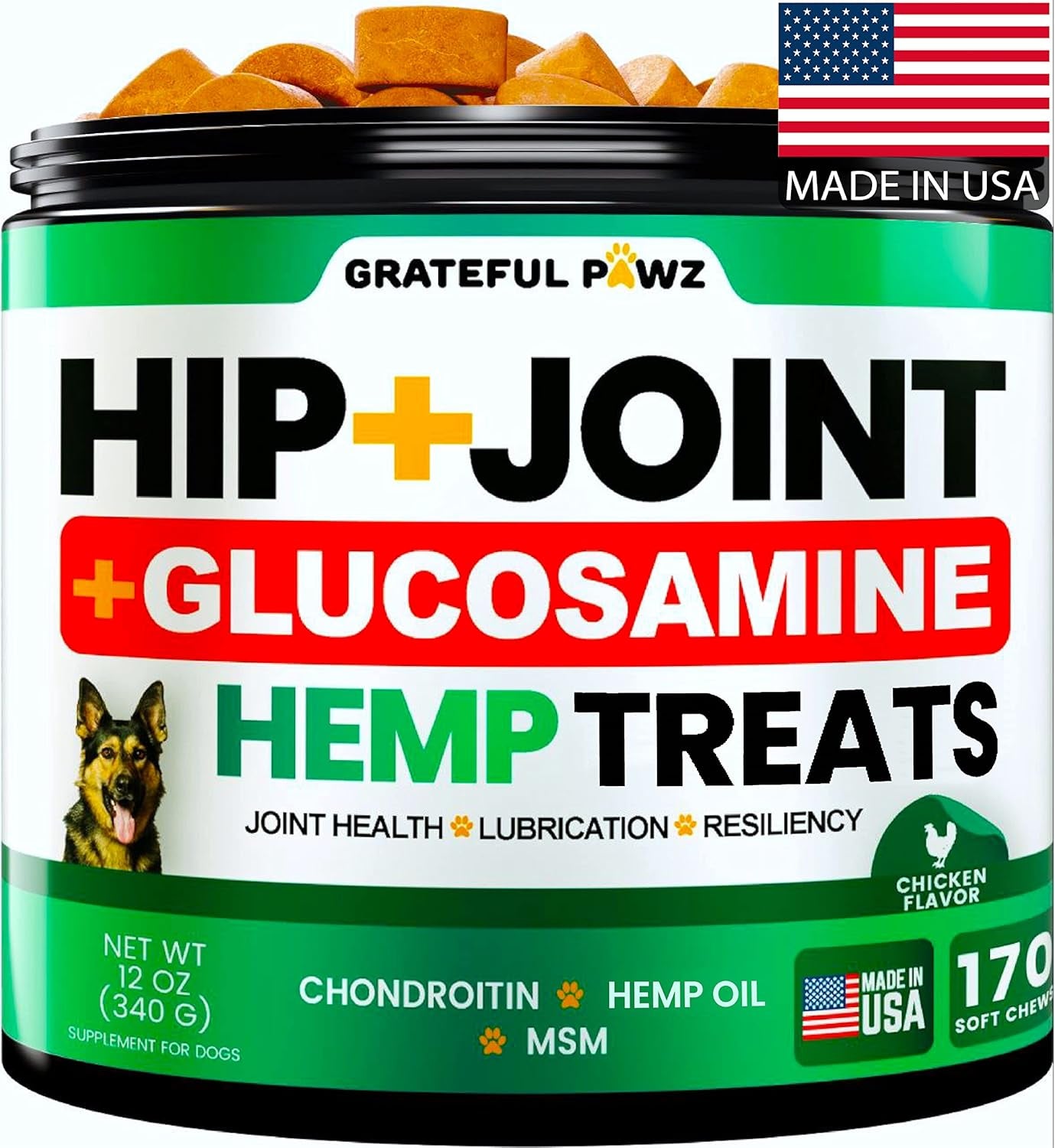Calming Chews for Dogs Anxiety Relief Sleep & Joint Support 170 Ct Hemp Hip Joint Chews 170 Chews