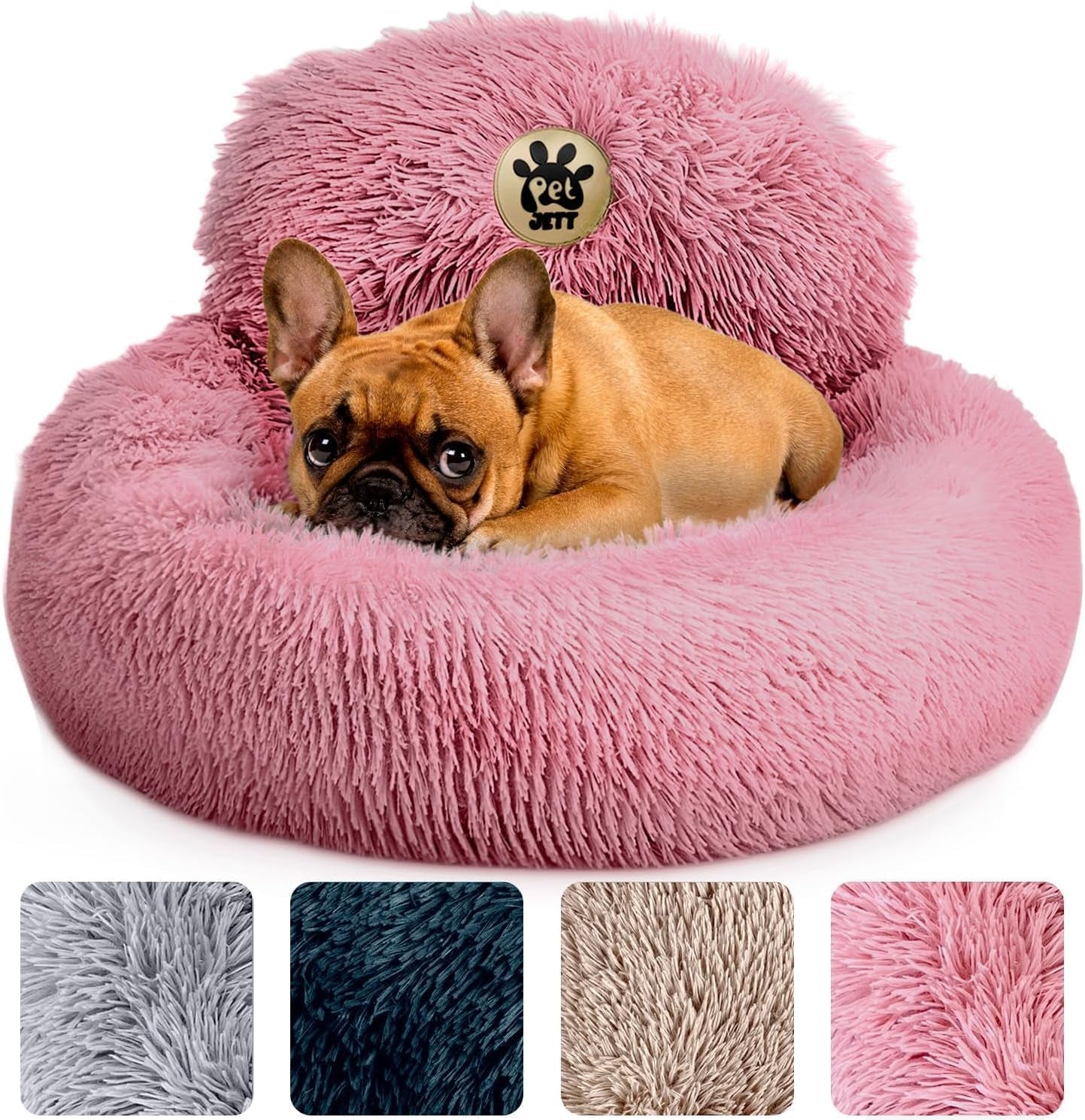 Medium Calming Dog Bed 30in Donut Plush Washable Bed Up to 45lbs