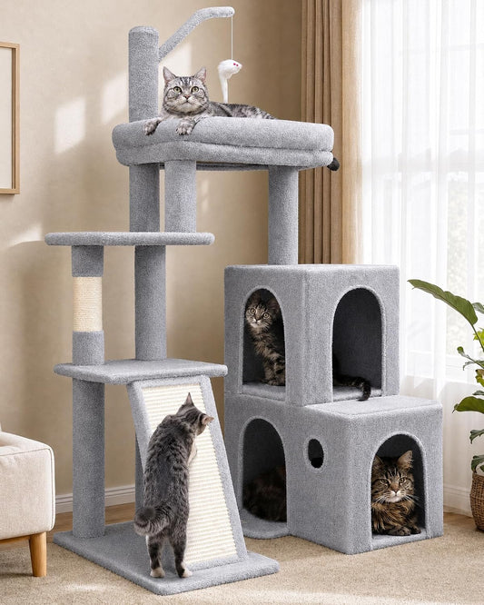 50-Inch Heavy Duty Cat Tree for Large Cats with Scratching Board & Condos