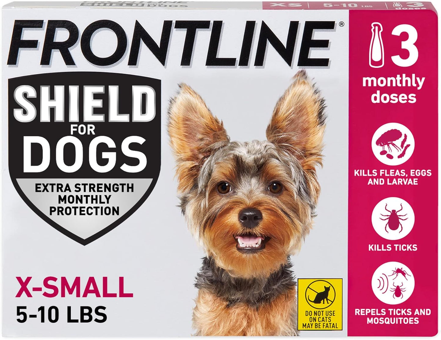 Frontline Shield Flea Tick Treatment for Dogs 5-10 lbs 3 Count 3 Count
