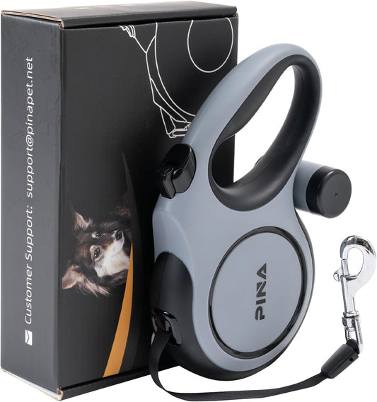 26FT Retractable Dog Leash Heavy Duty Reflective Tangle Free Grey 26 Ft