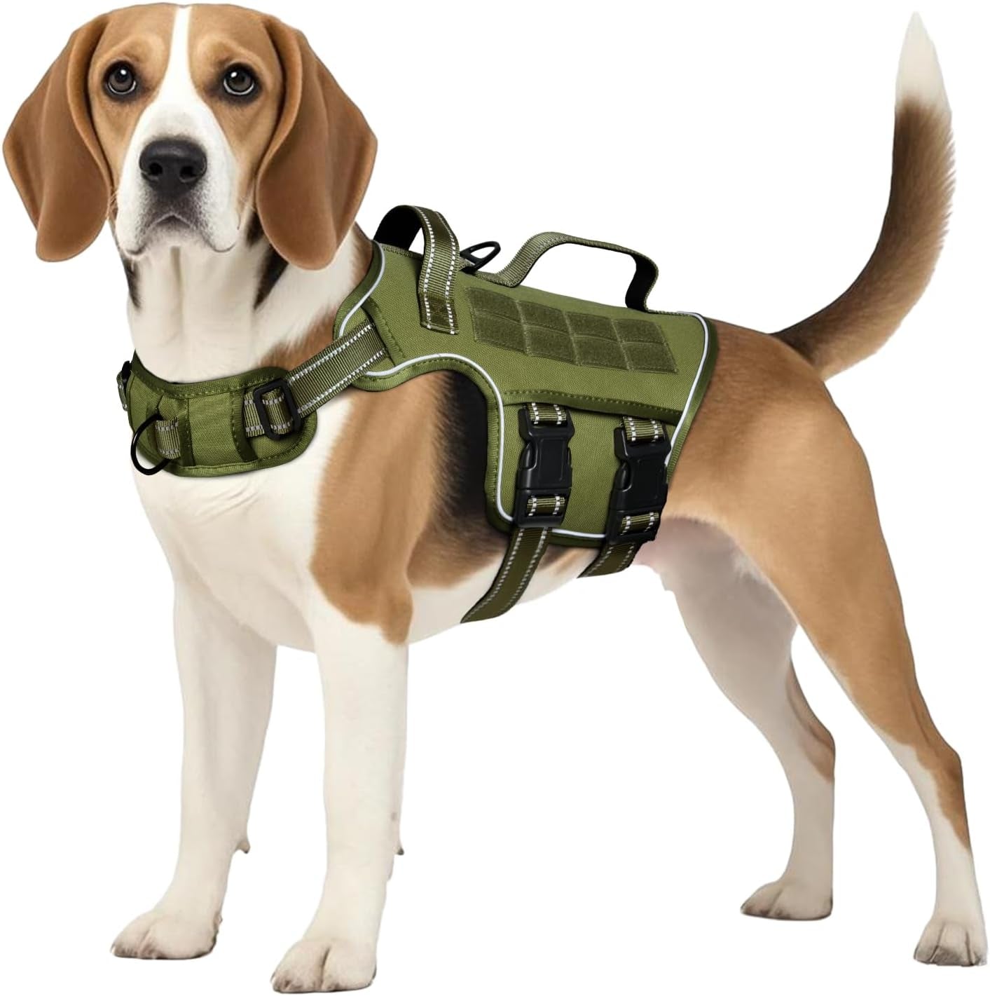 No Pull Tactical Dog Harness Heavy Duty Molle Vest for Medium to XLarge Dogs Green M(Neck:17-23",Chest:22-32"),35-50 Lbs