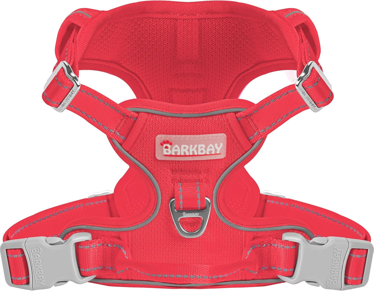 No Pull Dog Harness Adjustable Reflective Oxford Vest Small Medium Large Dogs Red-Mesh