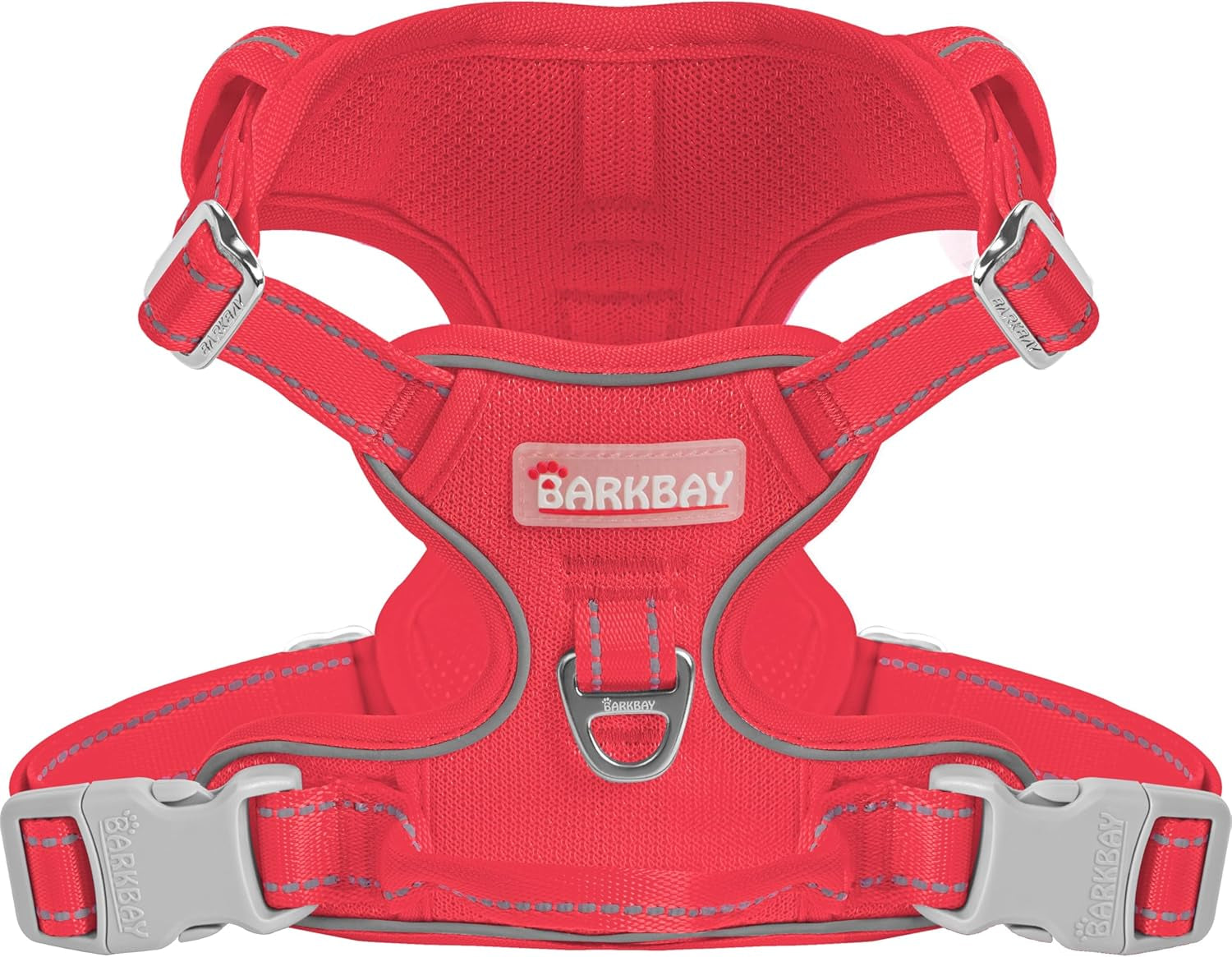 No Pull Dog Harness Adjustable Reflective Oxford Vest Small Medium Large Dogs Red-Mesh