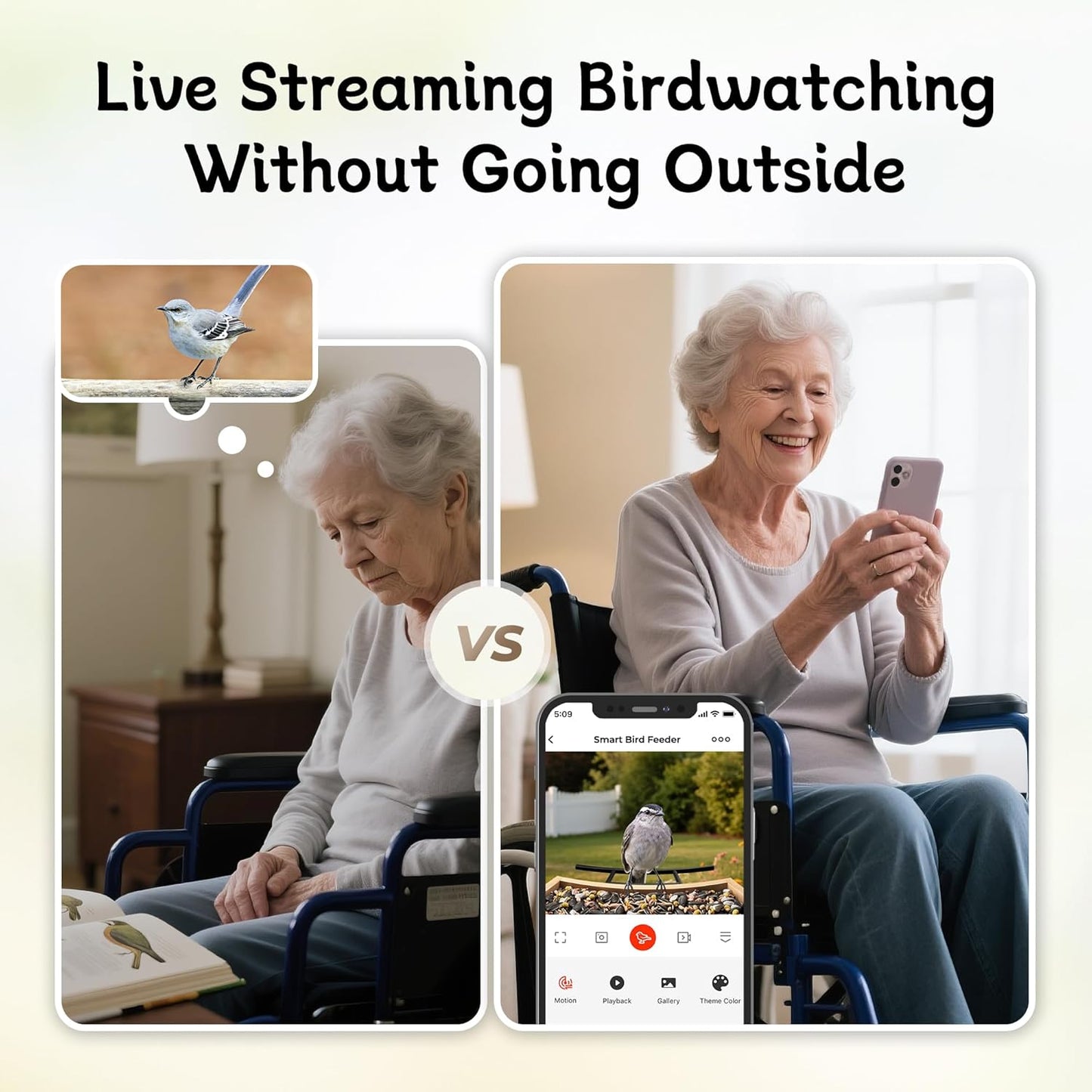 Bird Feeder Camera WiFi Smart AI Motion Detection 1080P 1.5L