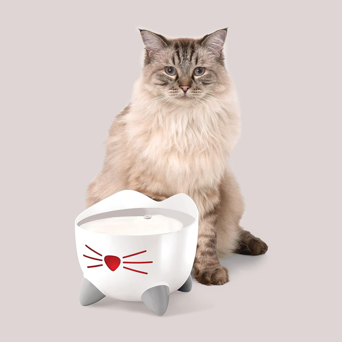Catit PIXI Stainless Steel Cat Water Fountain 2L Triple Filter Quiet Pump